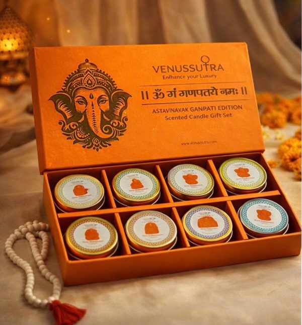Venus Sutra Festive Ganpati Gift Set - Sacred Scented Candles & Chanting Beads