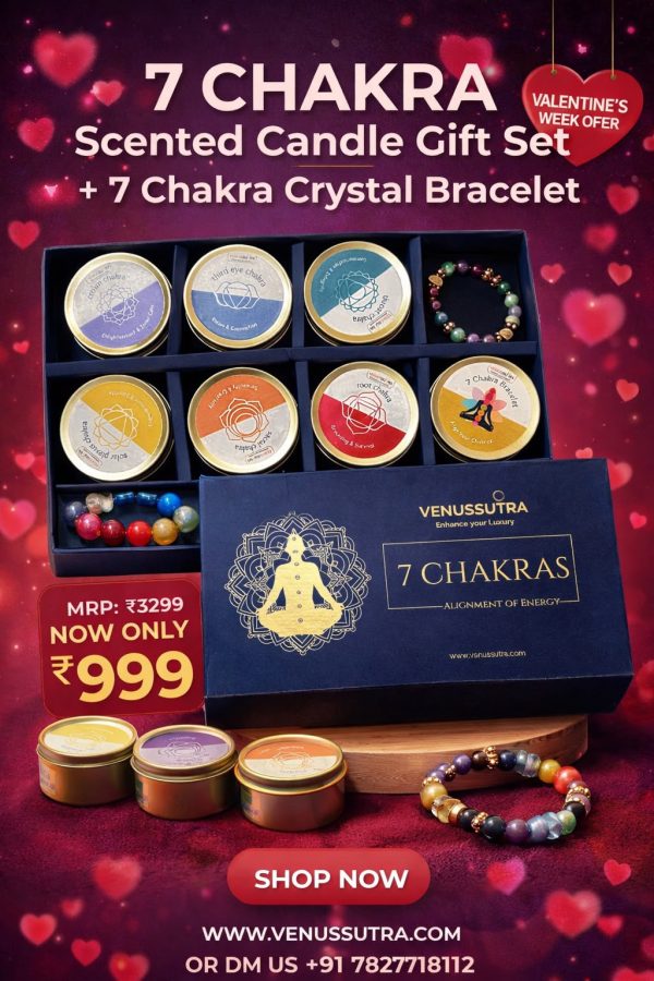 Venus Sutra Seven Chakra Gift Set - Scented Candles & 7 Chakra Crystal Bracelet